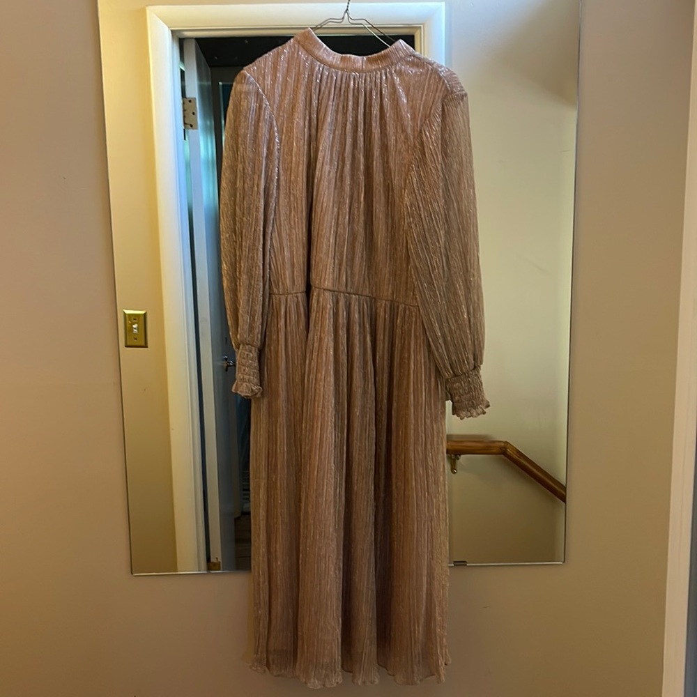 Rose gold size 18 midi dress high neck